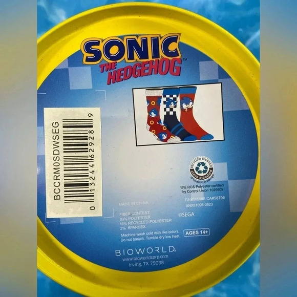 Sonic the Hedgehog - 3 Pair Men’s Crew Socks - BNIB 🦔🦊🥚 - Picture 6 of 9